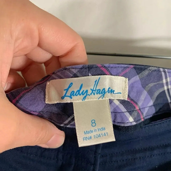 Lady Hagen Golf Pants Women's 8 Solid Blue Mid Rise Button Zip Cotton Blend - Picture 6 of 10